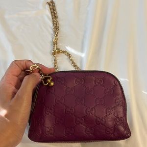 Purple Gucci Leather Cross Body Bag